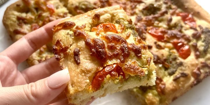Cheesy Pesto & Pepper Focaccia
