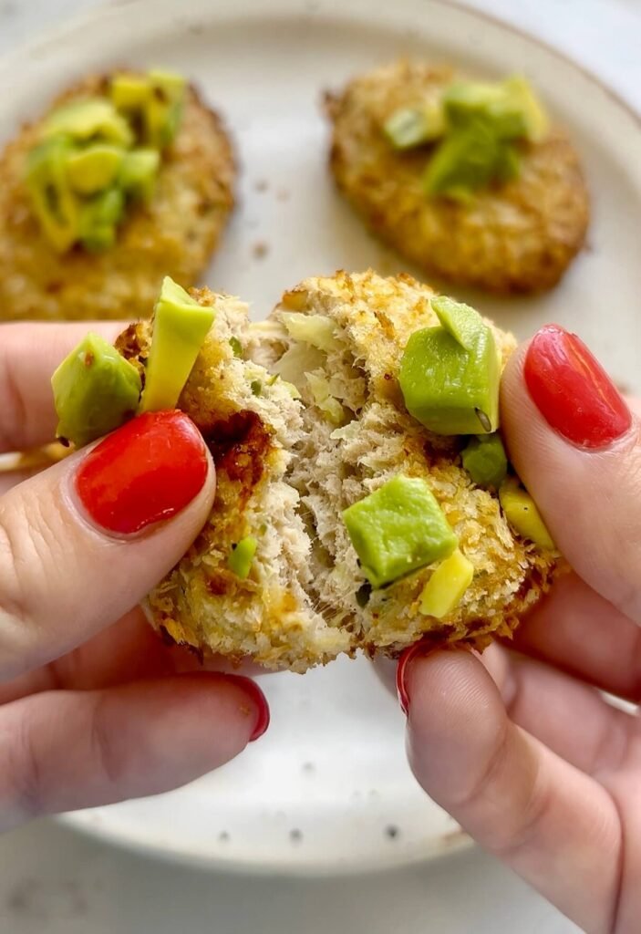 Tuna Croquettes broken in the middle showing filling