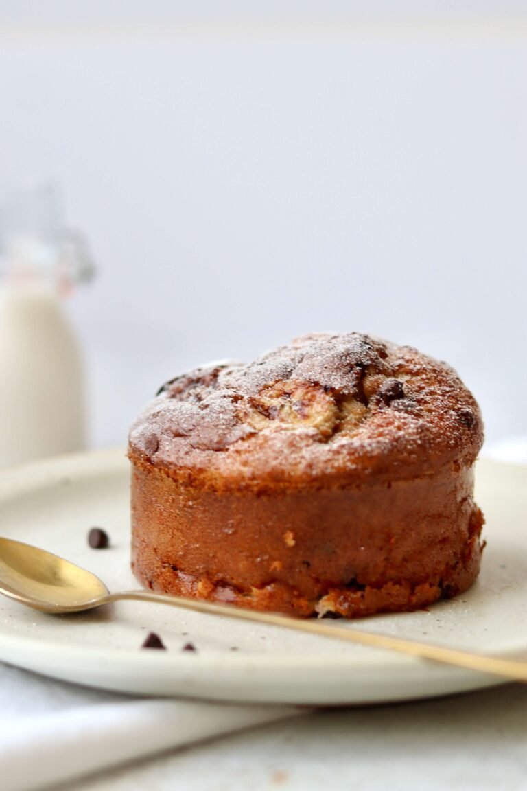 Healthy Chocolate Chip Banana Bread For One, profile shot