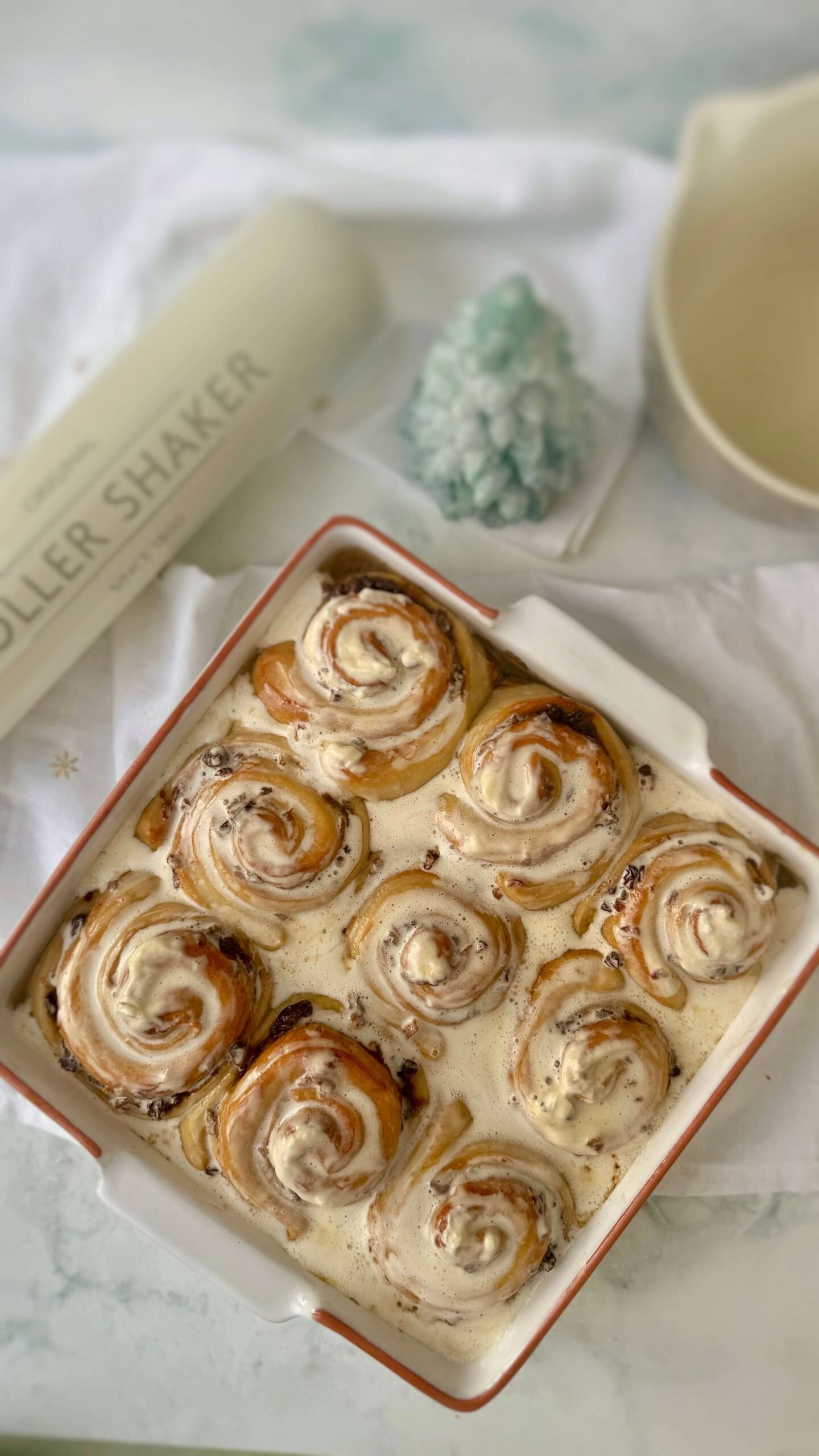 Best christmas cinnamon rolls on serving dish