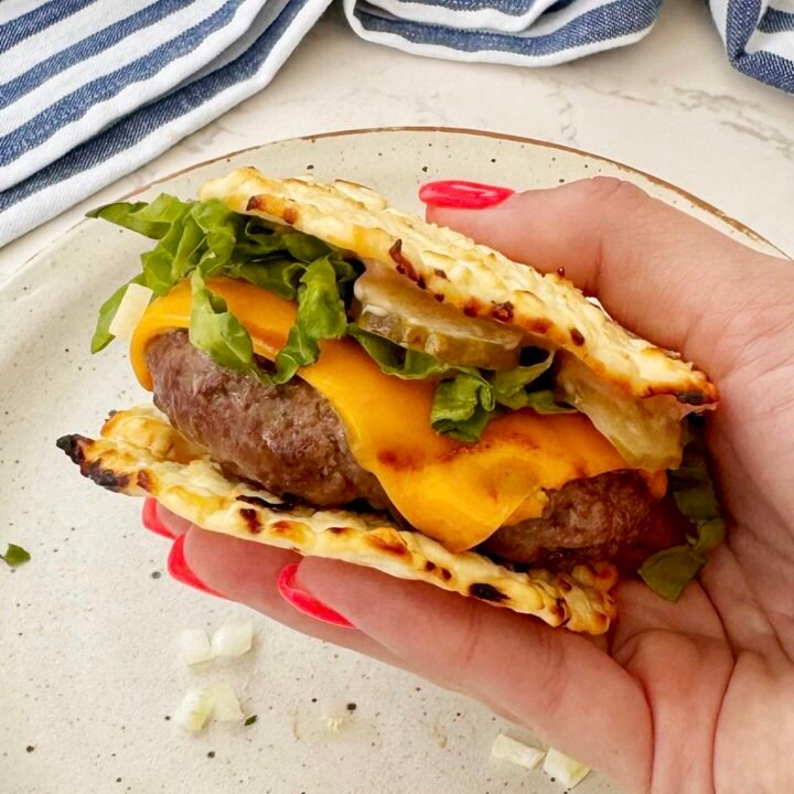 Try this Cottage Cheese Big Mac Burger — a high-protein, low-carb twist on the classic Big Mac. Baked cottage cheese acts as a cheesy wrap bun, paired with juicy beef, fresh toppings, and homemade tangy sauce. Ready in under 20 minutes, it’s a delicious, healthy meal perfect for weeknights or meal prep.