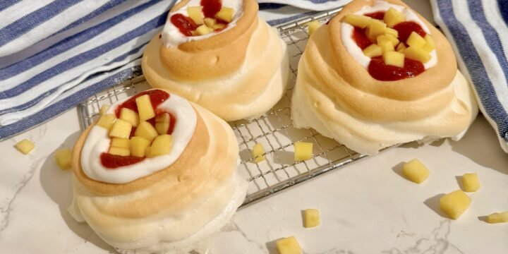 Mango and Cherry Mini Pavlovas