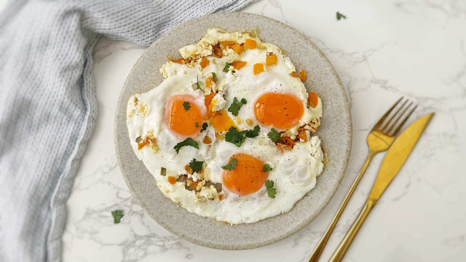Hot honey feta eggs from above
