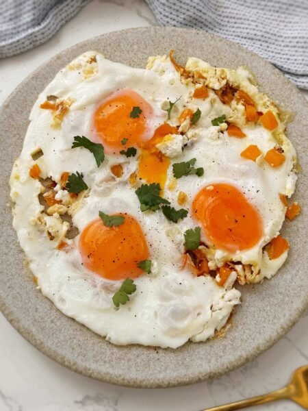 Hot honey feta eggs angles