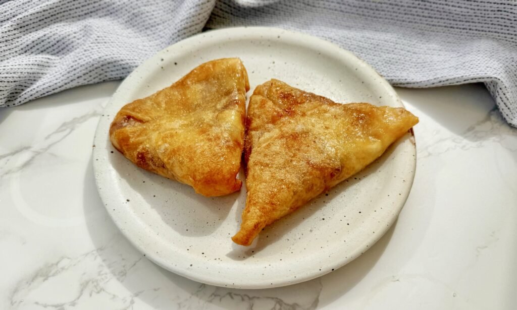 Cottage Cheese and Jam Rice Paper Pockets golden and crispy from air fryer