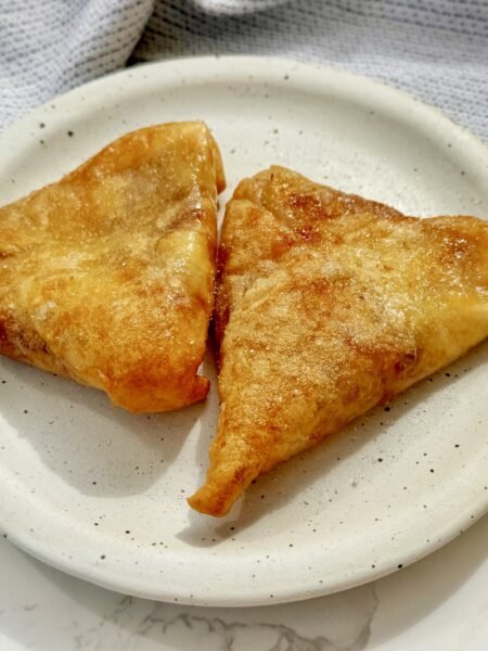 Cottage Cheese and Jam Rice Paper Pockets golden and crispy from air fryer