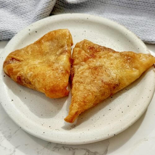 Cottage Cheese and Jam Rice Paper Pockets golden and crispy from air fryer