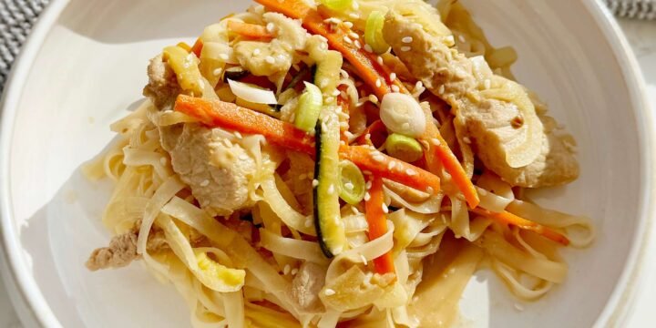 Slow Cooker Creamy Miso Pork Noodles