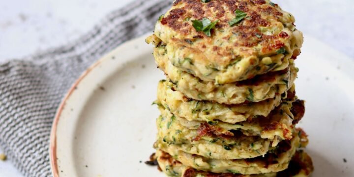 Cheesy Zucchini Fritters with Herbed Greek Yogurt Dip