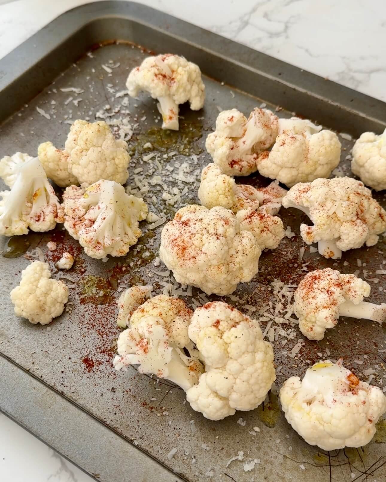 Parmesan Cauliflower Buffalo Bites with Greek Yogurt Ranch step 1
