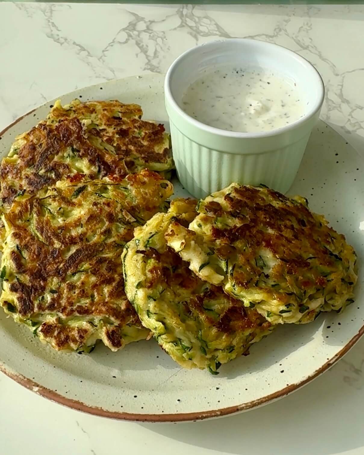 Cheesy Zucchini Fritters with Herbed Greek Yogurt Dip step 5