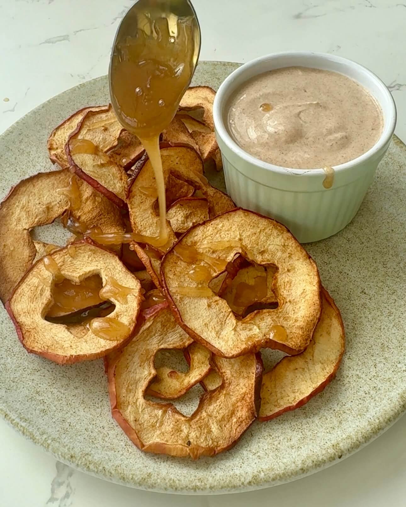 Caramel Apple Chips with Cinnamon Cheesecake Dip step 5