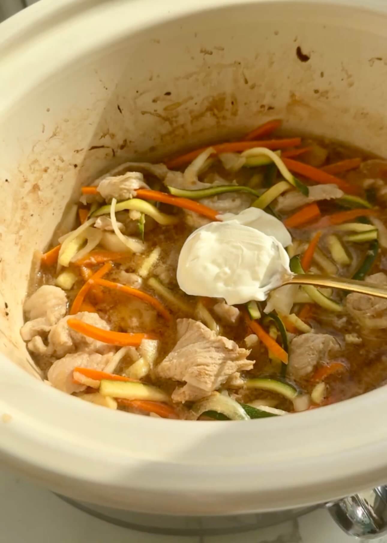 Slow Cooker Creamy Miso Pork Noodles cooking process