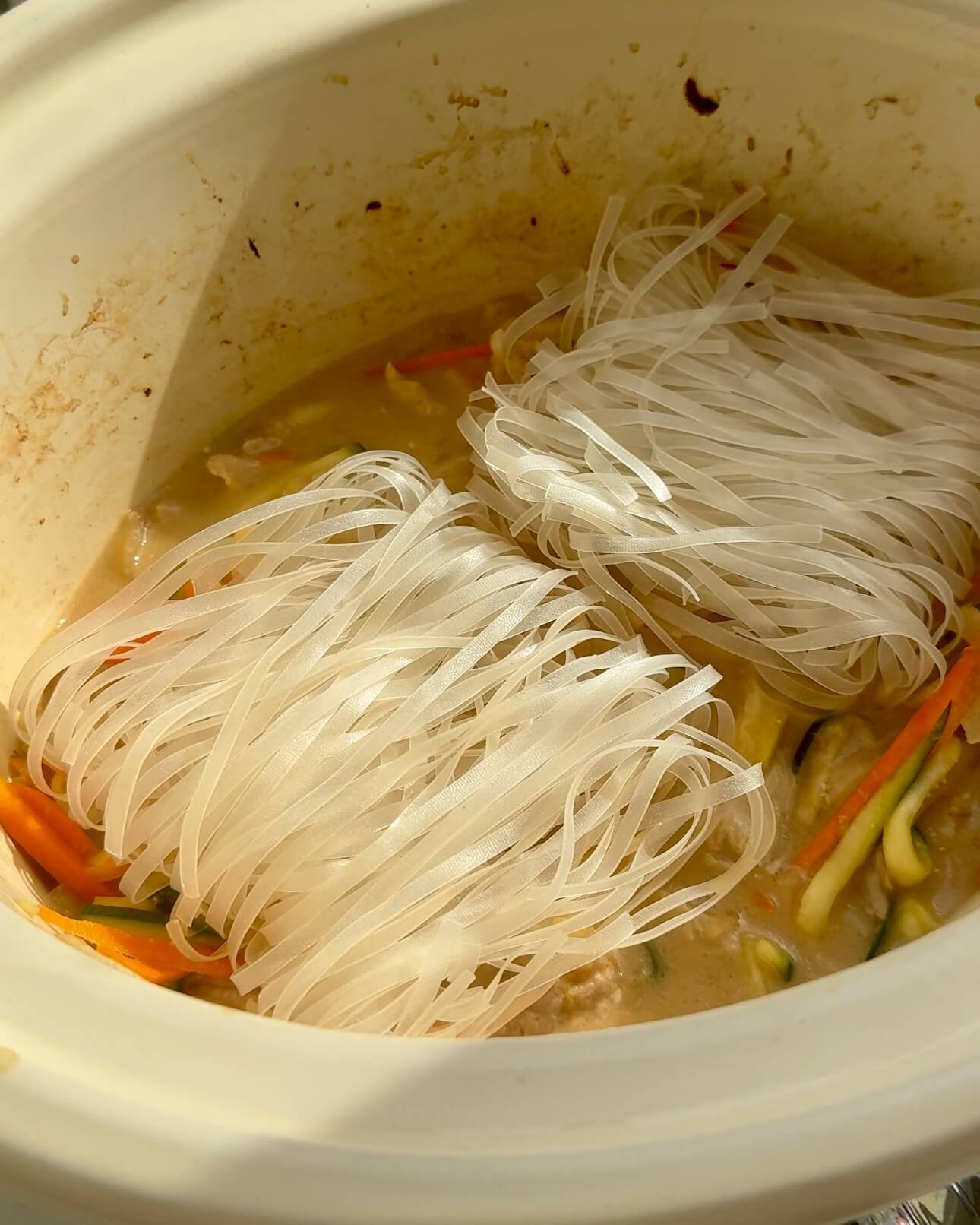 Slow Cooker Creamy Miso Pork Noodles cooking process