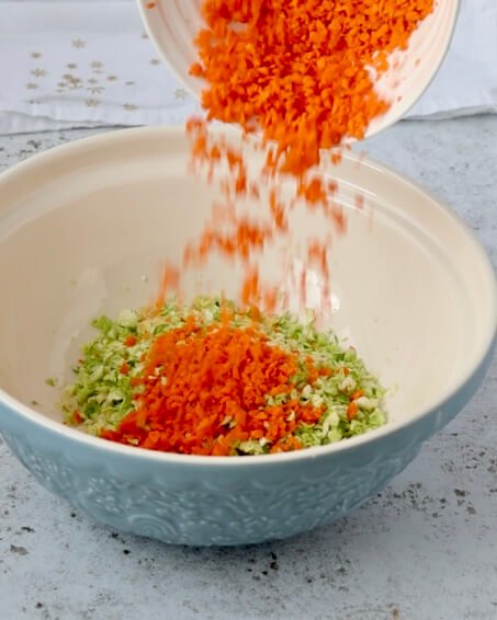 Crispy Brussels Sprout and Carrot Fritters step 1