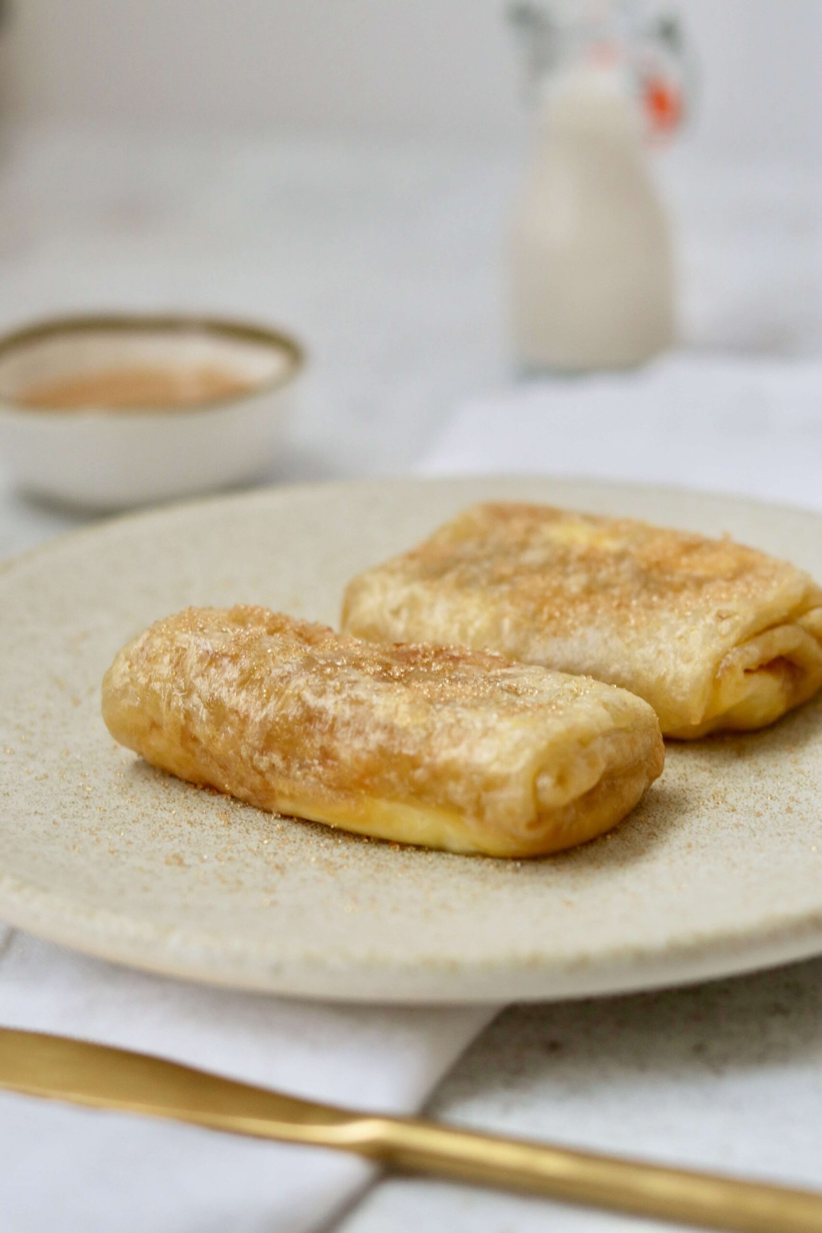 Crispy Apple Spring Rolls served on a plate