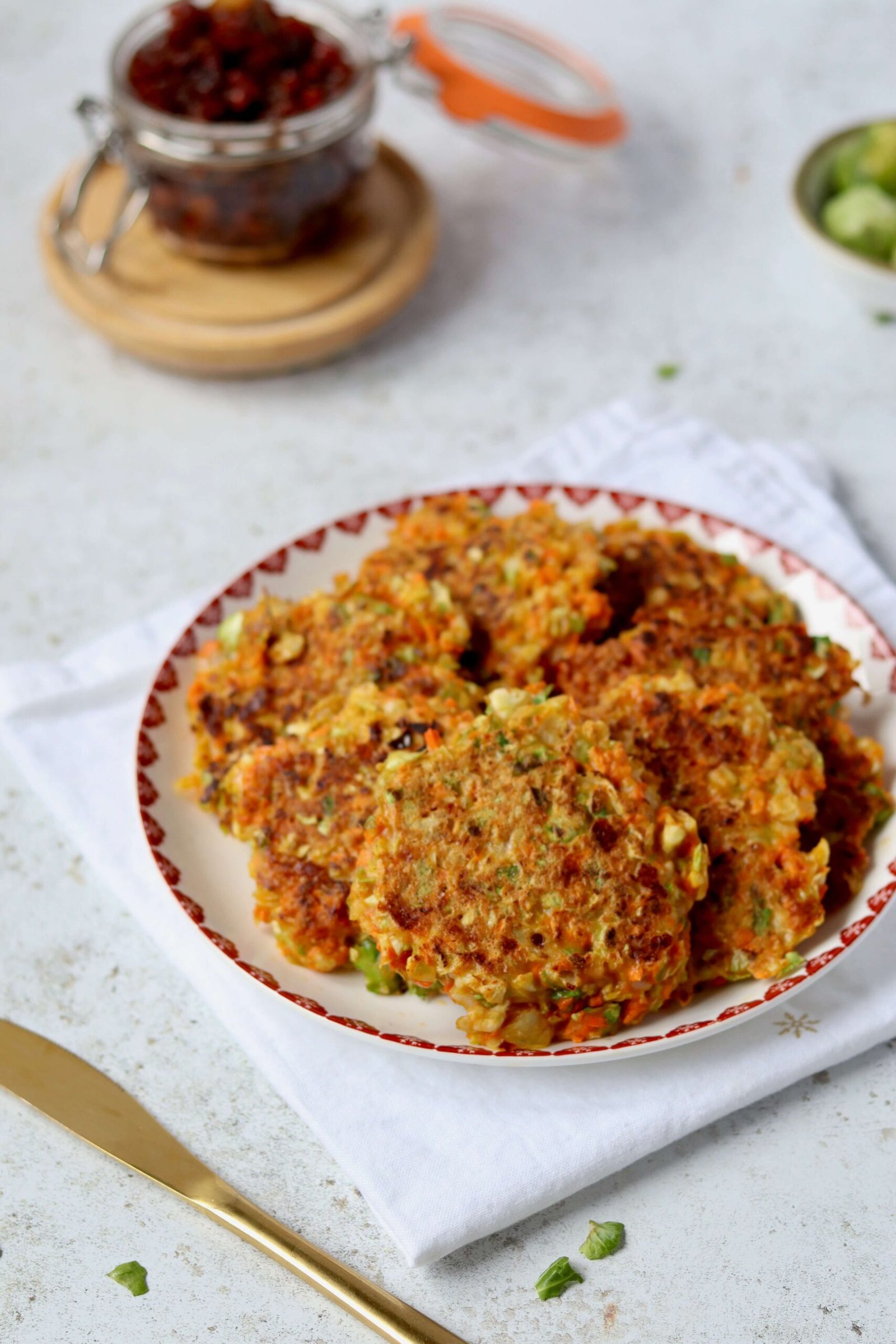 Crispy Brussels Sprout and Carrot Fritters