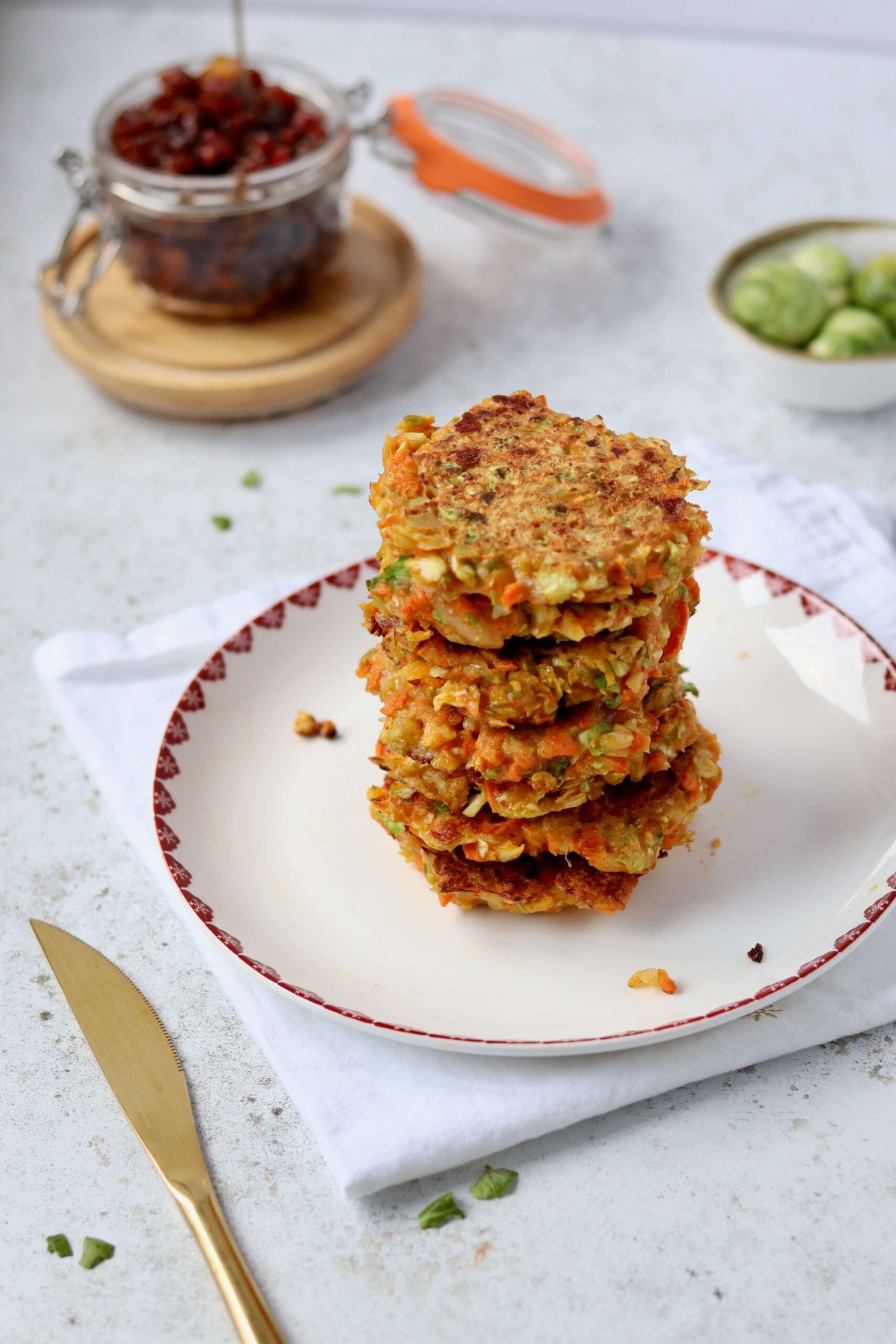 Crispy Brussels Sprout and Carrot Fritters