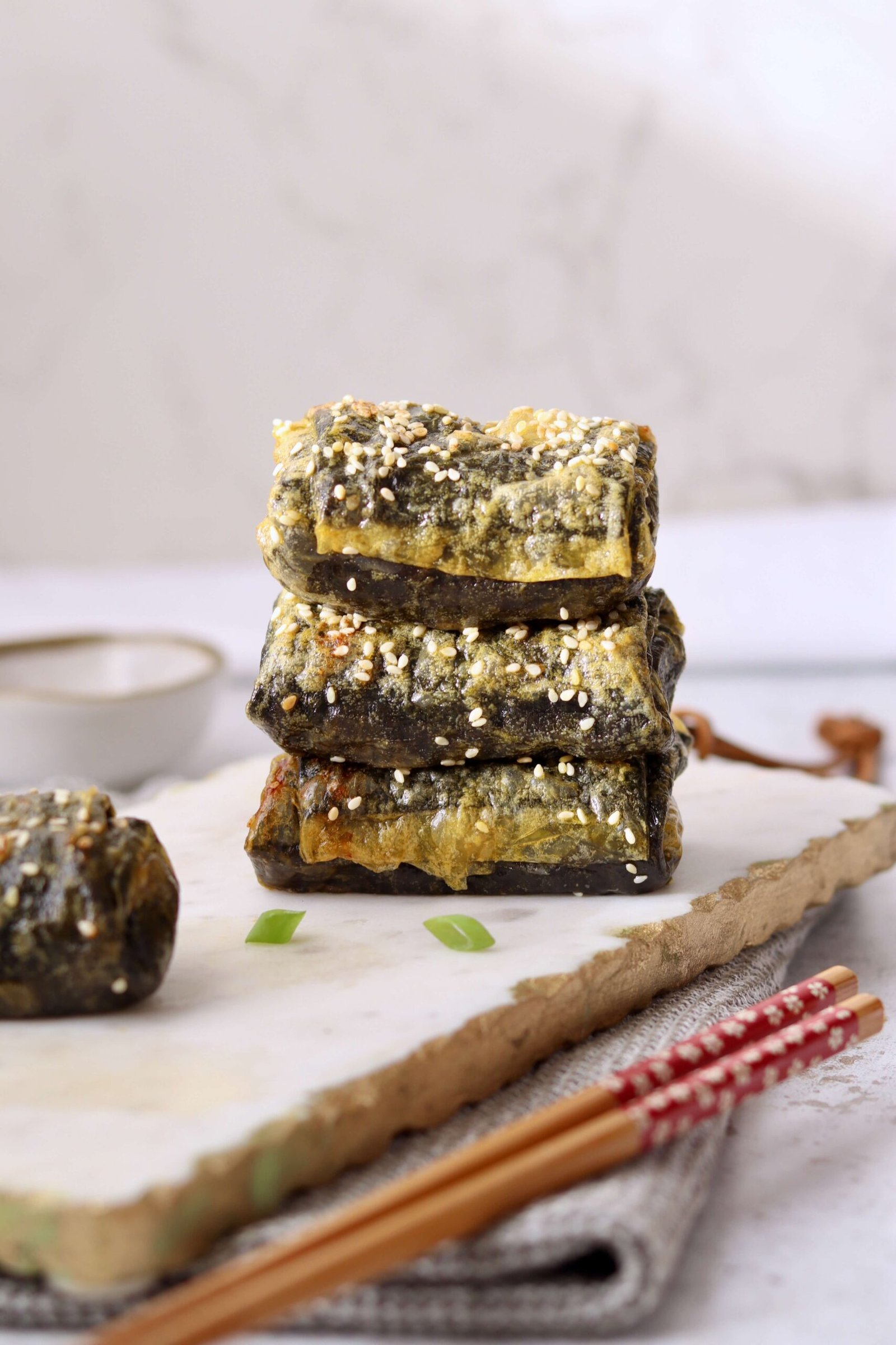 Crispy Spicy Tuna Rice Paper Rolls served on a plate