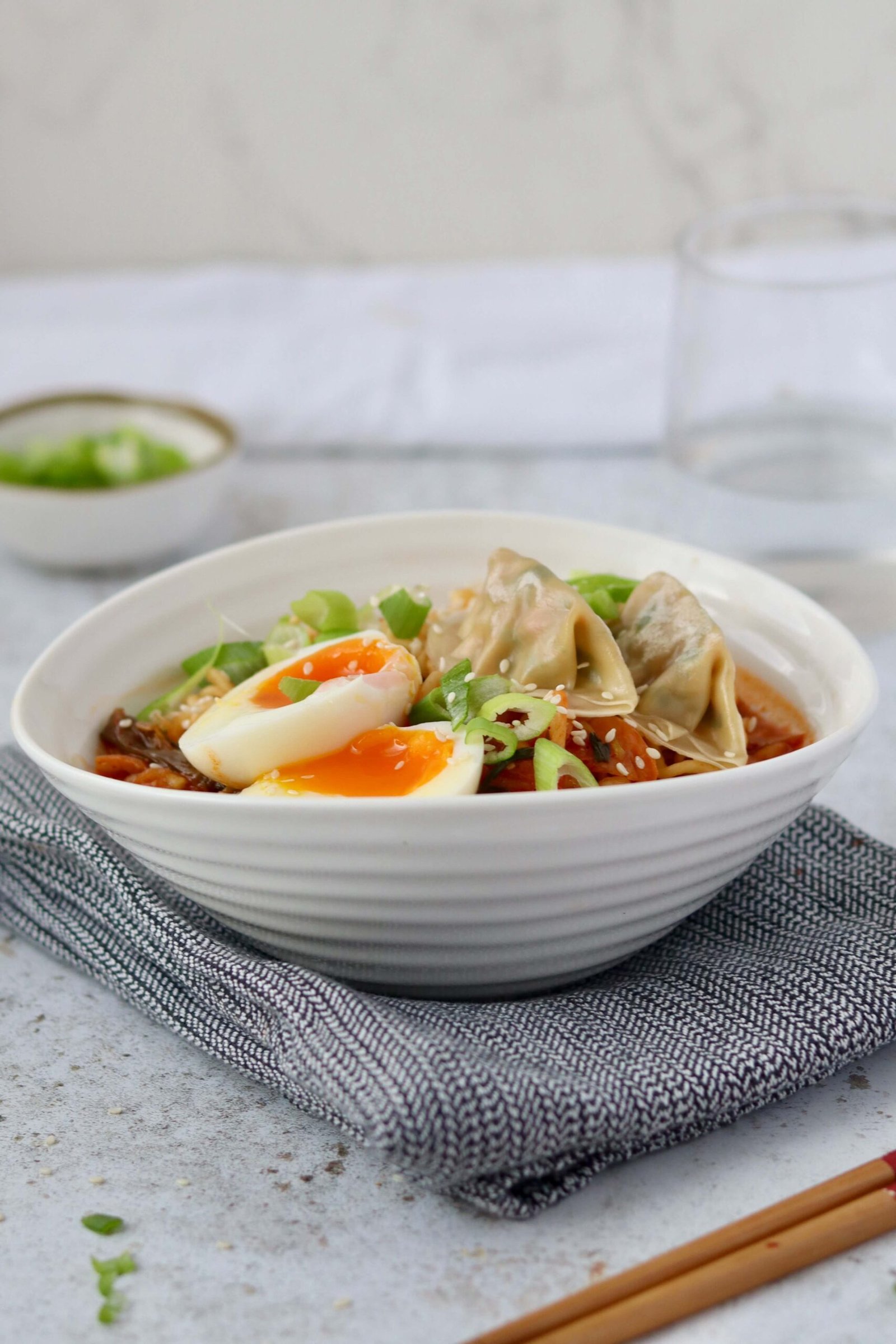 Easy and Delicious Spicy Kimchi Ramen served in bowl