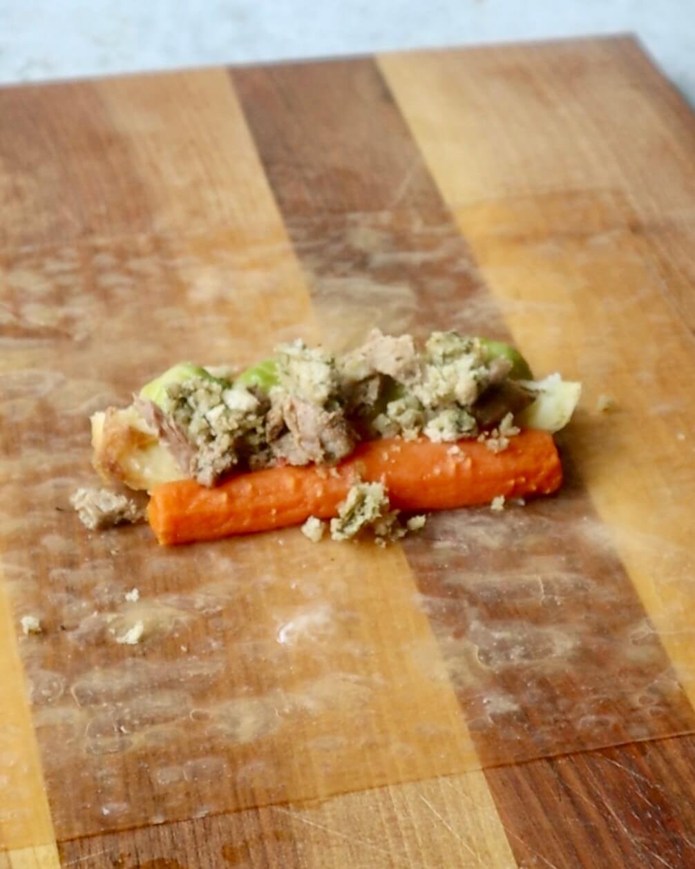 Crispy Roast Dinner Spring Rolls step 3