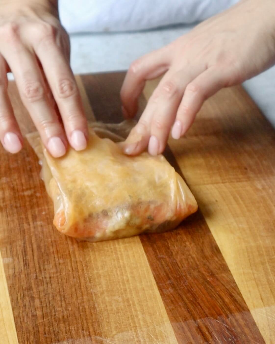 Crispy Roast Dinner Spring Rolls step 5