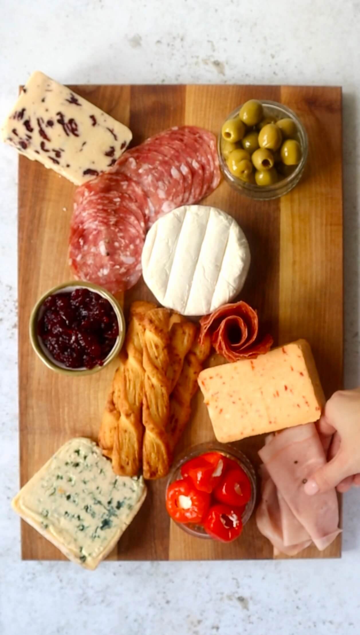 Christmas cheese and charcuterie board step 2