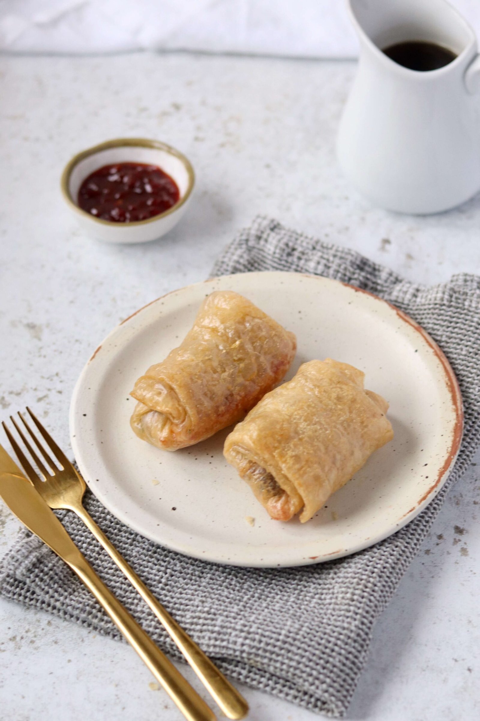 Crispy Roast Dinner Spring Rolls view from above