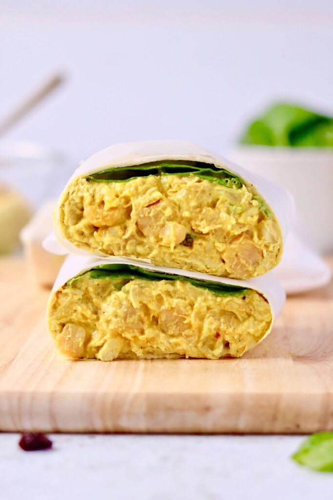 Easy Coronation Chicken Chickpea Wraps