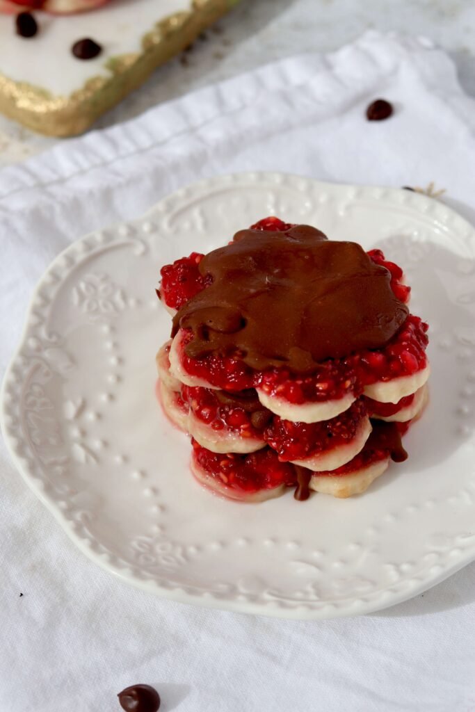 Frozen Raspberry and Banana Bites with Dark Chocolate