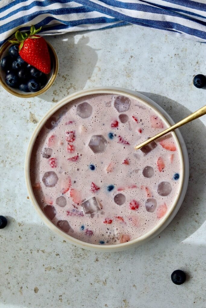 Blueberry Sago (Healthy, High-Protein Dessert with Tapioca Pearls)