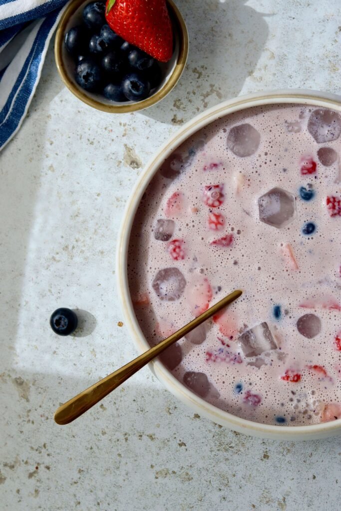 Blueberry Sago (Healthy, High-Protein Dessert with Tapioca Pearls)