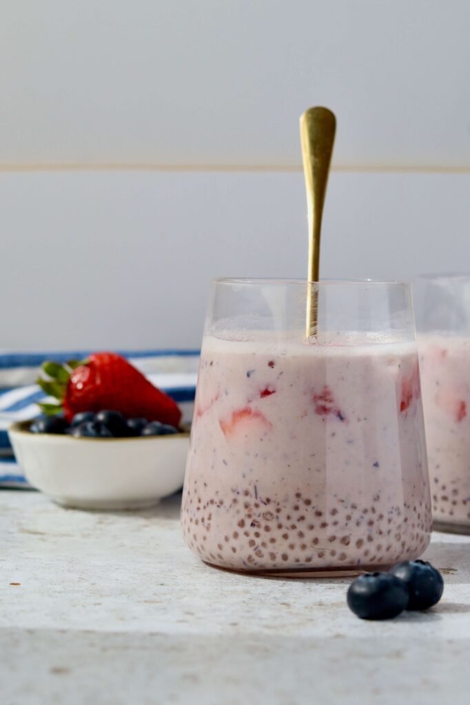 Blueberry Sago (Healthy, High-Protein Dessert with Tapioca Pearls)
