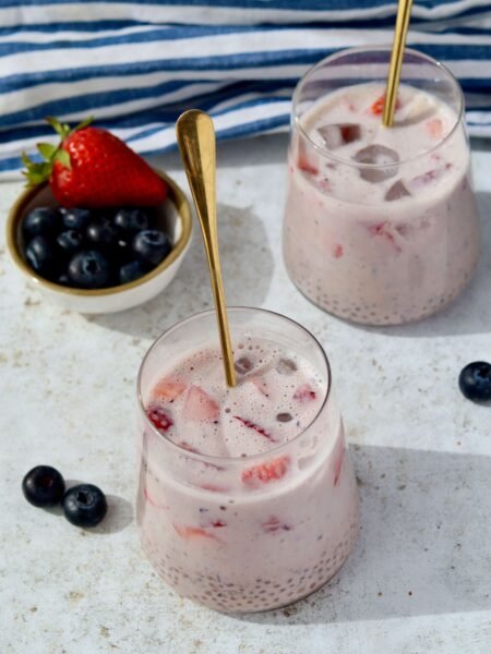 Blueberry Sago (Healthy, High-Protein Dessert with Tapioca Pearls)
