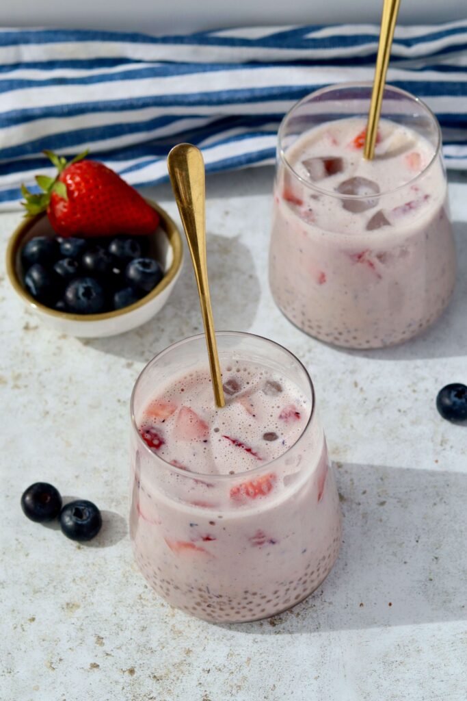 Blueberry Sago (Healthy, High-Protein Dessert with Tapioca Pearls)