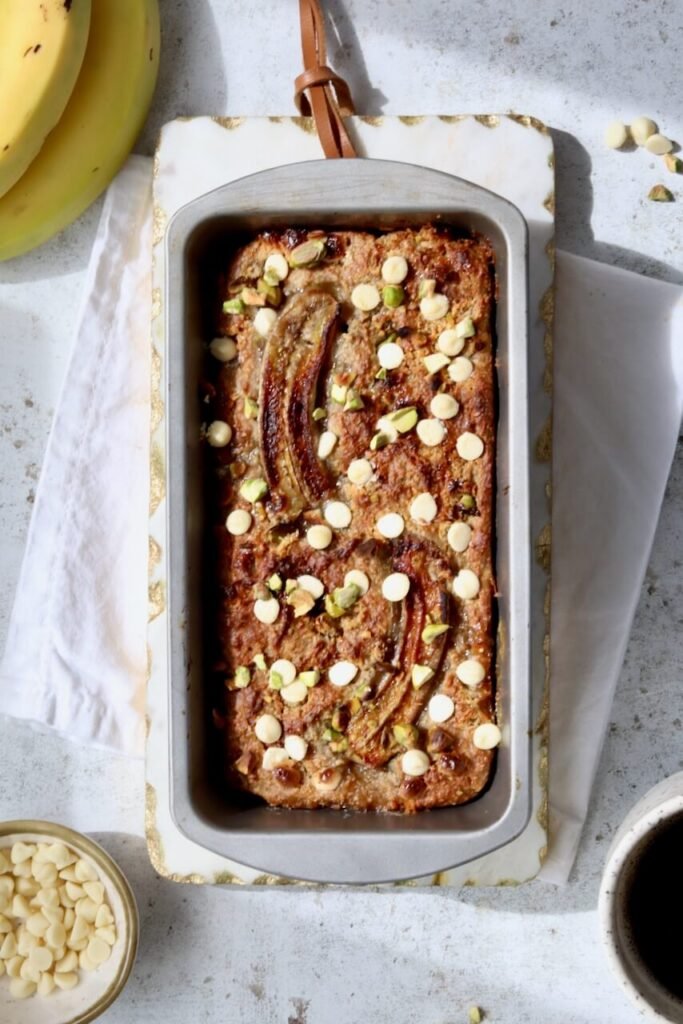 White Chocolate Pistachio Banana Bread