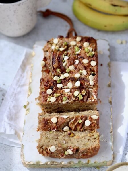 White Chocolate Pistachio Banana Bread