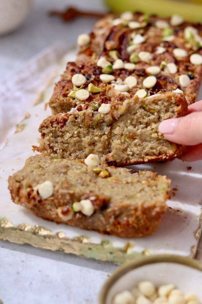White Chocolate Pistachio Banana Bread