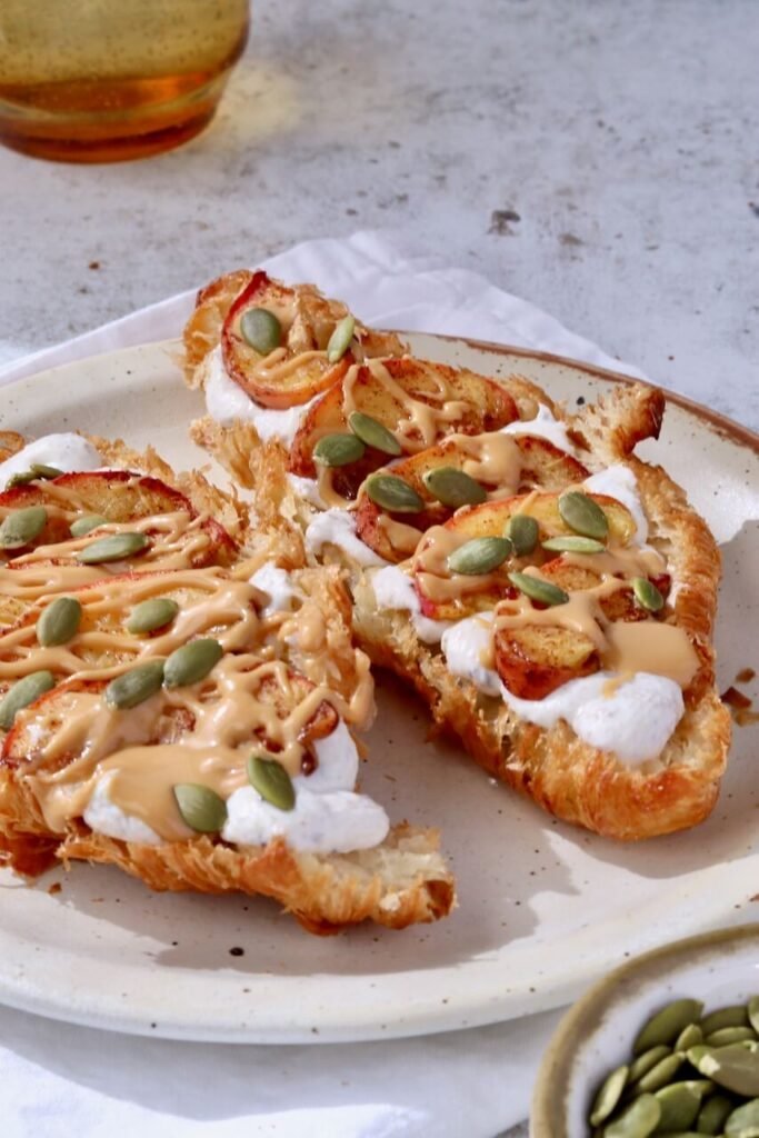 Ricotta Peach Croissant, a high-protein, high-fibre breakfast