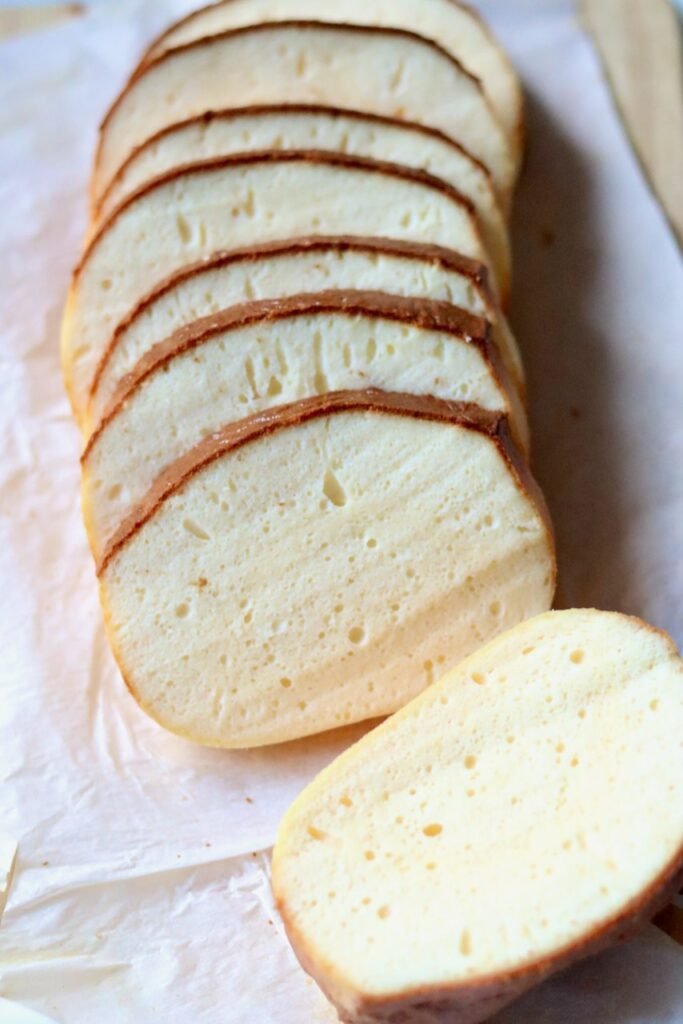 Cottage cheese bread cut into slices