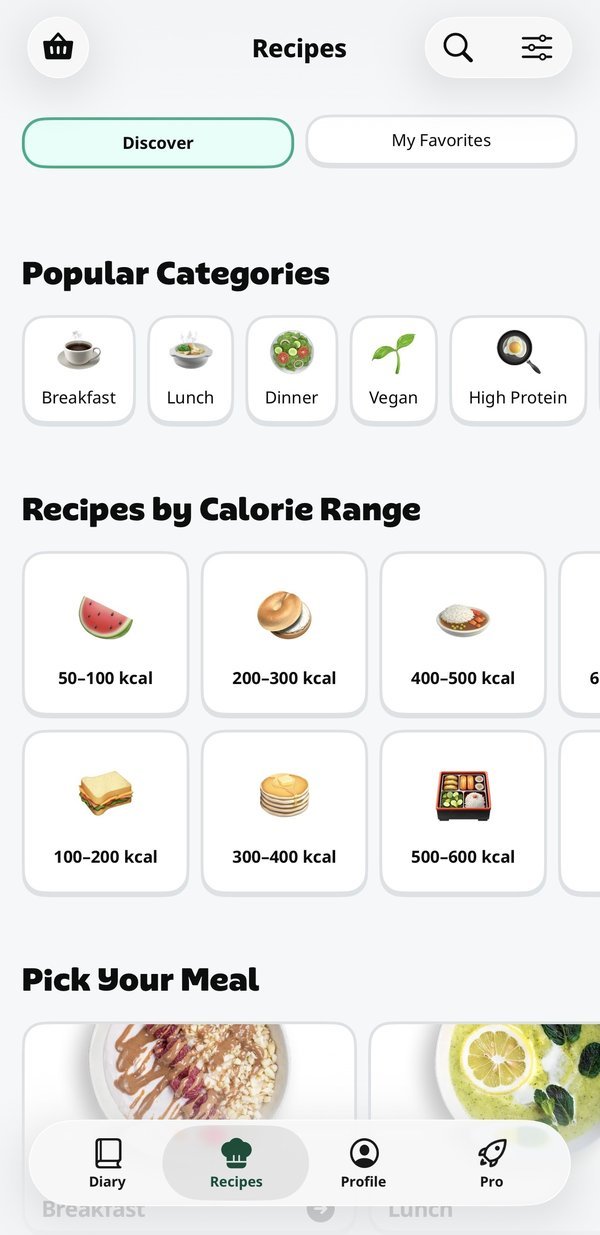 The Yazio Pro recipe library